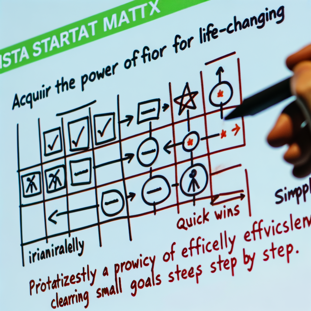 人生を変えるための即スタート力 身に着ける方法 行動優先順位マトリックス クィックウィン 小さな目標を効率よく段階的にクリアしていく様子 もう少しシンプルに
